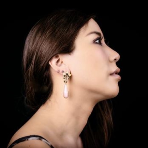 Asian Inspired RoseQuartz Pink Statement Earrings - Picture 3 of 3